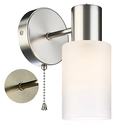 Modern Minimalist Wall Light With Brushed Metal Base And Frosted Glass Shade 3d model