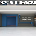 Science and technology blue red office open office area open office area office hall chip 3d model