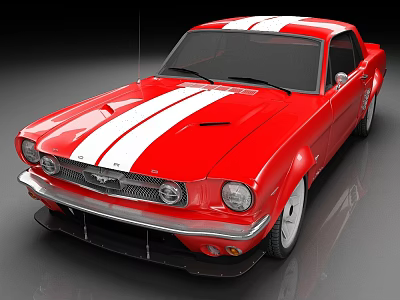 Vintage Red Sports Car With White Racing Stripes And Shiny Exterior Design 3d model