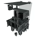 Gray Industrial Equipment With Transparent Panel Ventilation Grilles And Control Knob