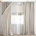 Beige Fabric Curtains With Sheer Layers And Natural Light Through Window