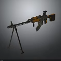 Futuristic Tactical Machine Gun With Tripod Stand Orange Black Color And Scope