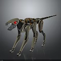 Futuristic Robot Dog With Mechanical Legs Red Glowing Eyes And Orange Accents