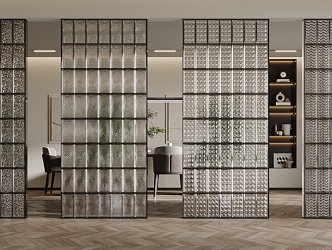 Modern glass partition glass brick 3d model