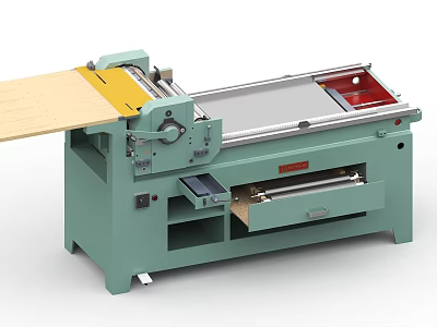 Green Industrial Wood Processing Equipment With Conveyor Table And Control Drawer 3d model