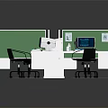 Modern Office Furniture Design With Green Partitions White Desks And Black Ergonomic Chairs