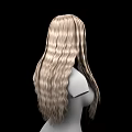 Game Movie Character 3D Model With Long Blonde Curly Hair Upper Body In Black Background