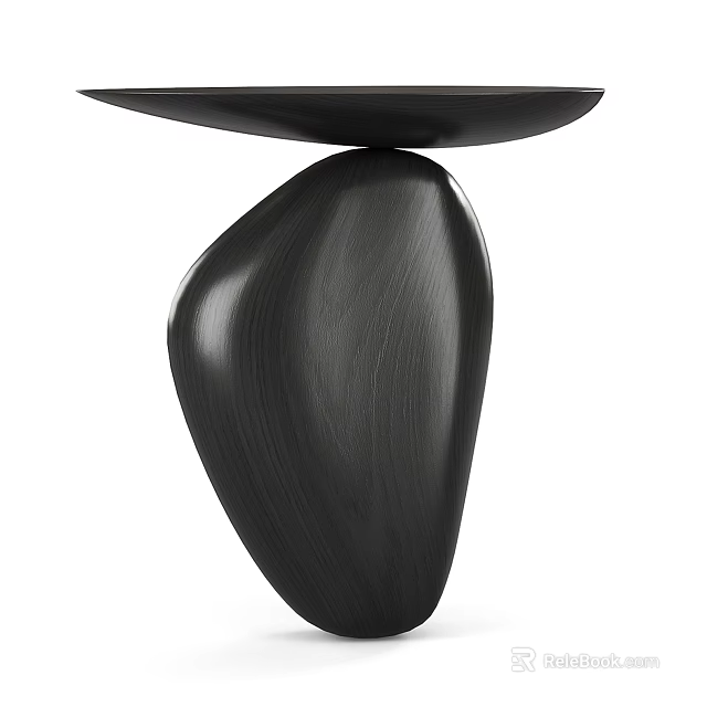 Modern Black Side Table With Unique Organic Shape Base And Smooth Finish 3d model 