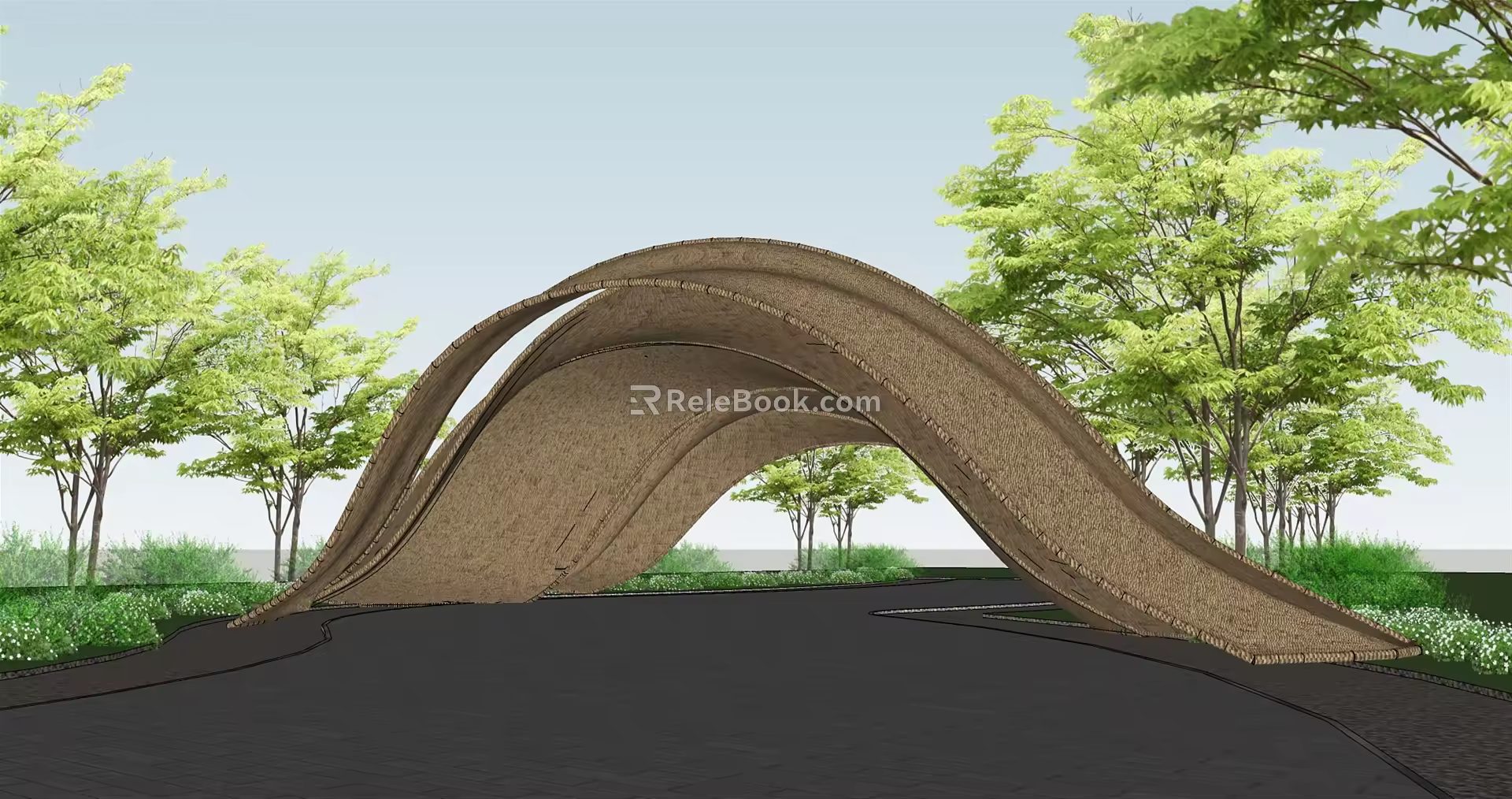 New Chinese Style Gallery Frame Bamboo Landscape Gallery 3d model