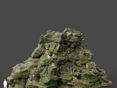 Large Green Natural Stone With Irregular Shape And Rough Surface Stacked For Landscape Decoration 3d model