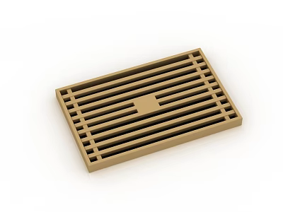 Bathroom Accessories Golden Square Shower Drain With Striped Design And Grid Structure 3d model