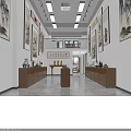 Traditional Chinese Painting Gallery With Wooden Display Shelf And Wall Artworks