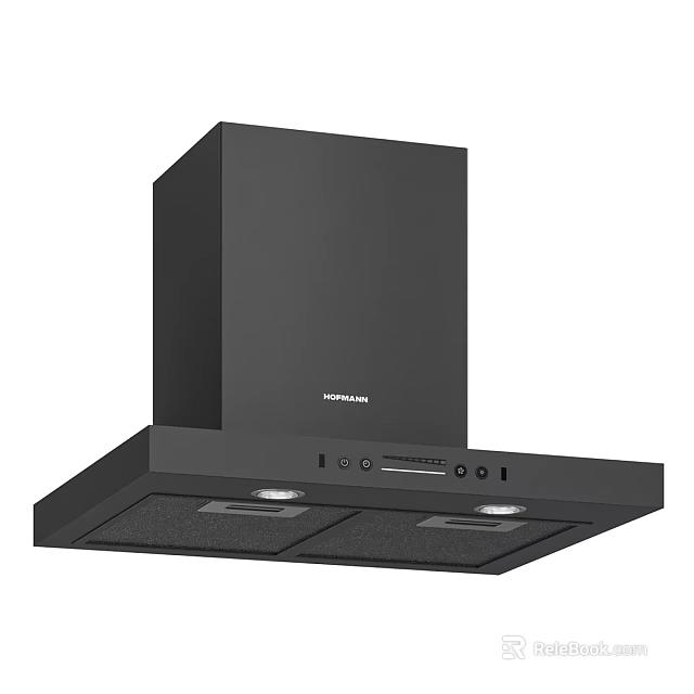 Modern Black Siemens Kitchen Range Hood With Control Panel And LED Lighting 3d model