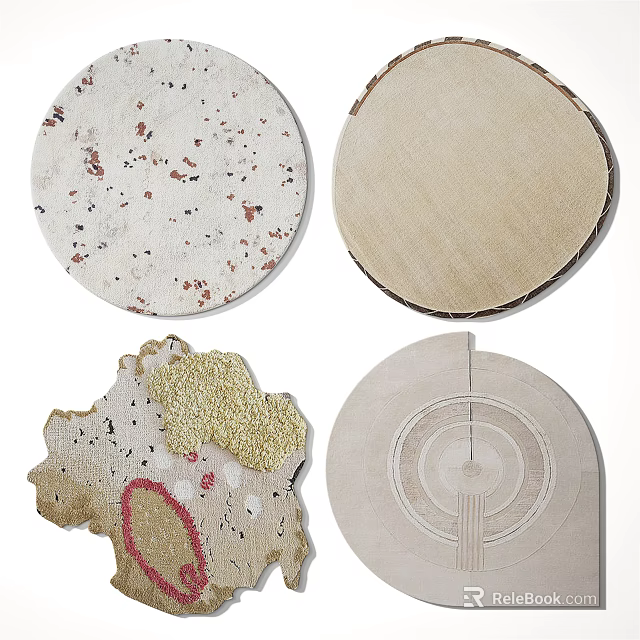 Various Shaped Rugs with Unique Patterns Textured Surfaces and Modern Designs 3d model 