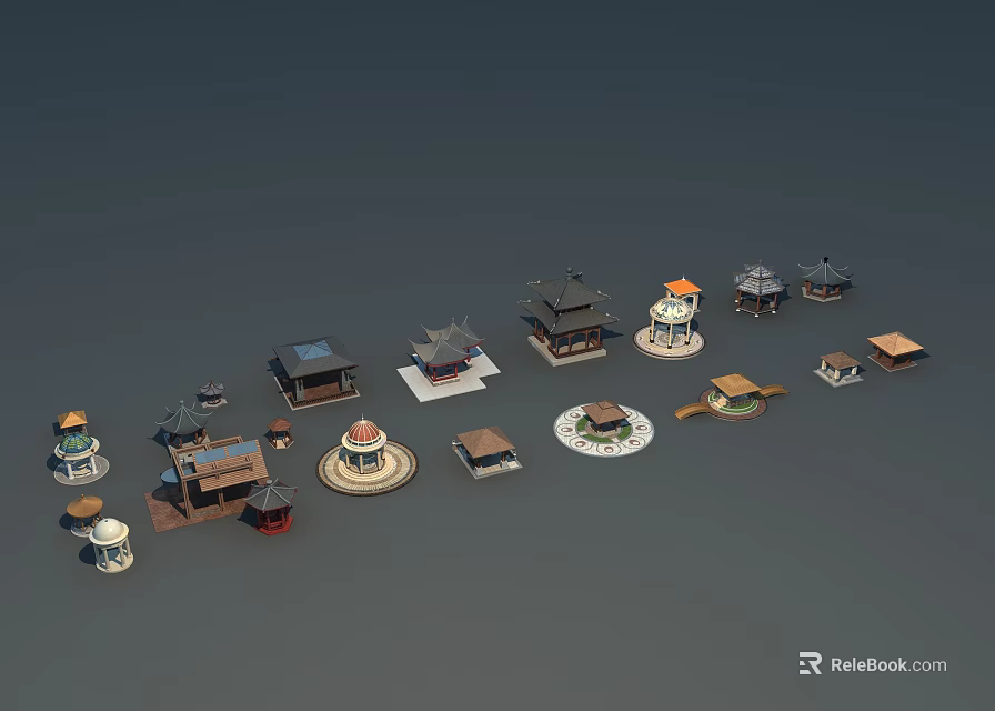 Various Types Of Miniature Architectural Models With Traditional And Modern Designs 3d model 