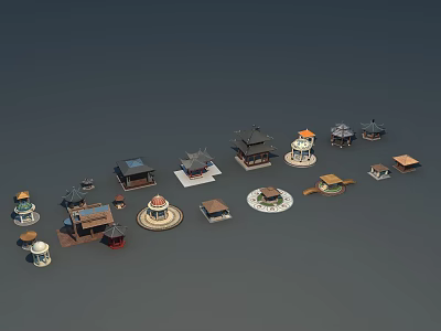 Various Types Of Miniature Architectural Models With Traditional And Modern Designs 3d model