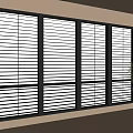White Window Blinds On Large Windows In Modern Room With Dark Frames And Potted Plant