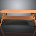 Wooden Coffee Table With Simple Design And Two Tier Lower Shelf