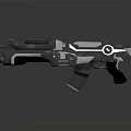 Futuristic Sci Fi Weapon With Advanced Mechanical Structure Black Yellow Silver Glowing Circular Detail