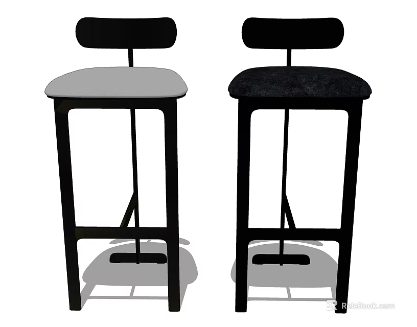 Modern Stylish Bar Stools With High Backrest And Upholstered Seats 3d model 