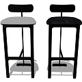Modern Stylish Bar Stools With High Backrest And Upholstered Seats 3d model