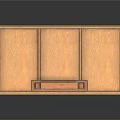 Wooden Display Cabinet with Glass Doors Holding Stone Artifact and Drawers at Bottom