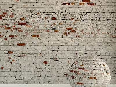 White Brick Wall Interior With Decorative Brick Sphere Structure 3d model
