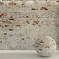 White Brick Wall Interior With Decorative Brick Sphere Structure 3d model