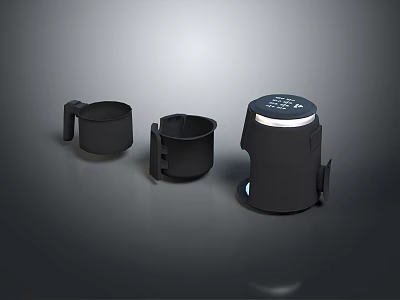 Sleek Modern Black Kitchen Appliances Set With Electric Kettle And Mugs 3d model