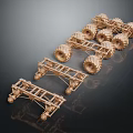 Golden Commercial Equipment Mechanical Frames With Large Wheels And Multiple Units 3d model