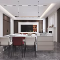 Modern Open Concept Living And Dining Room Interior With Fireplace White Sofa And Coffee Table