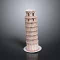 Historic Leaning Tower Architecture With Multiple Levels And Arched Stone Design
