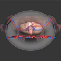 Anatomical Head Organs With Vascular Network In 3D Human Anatomy Model