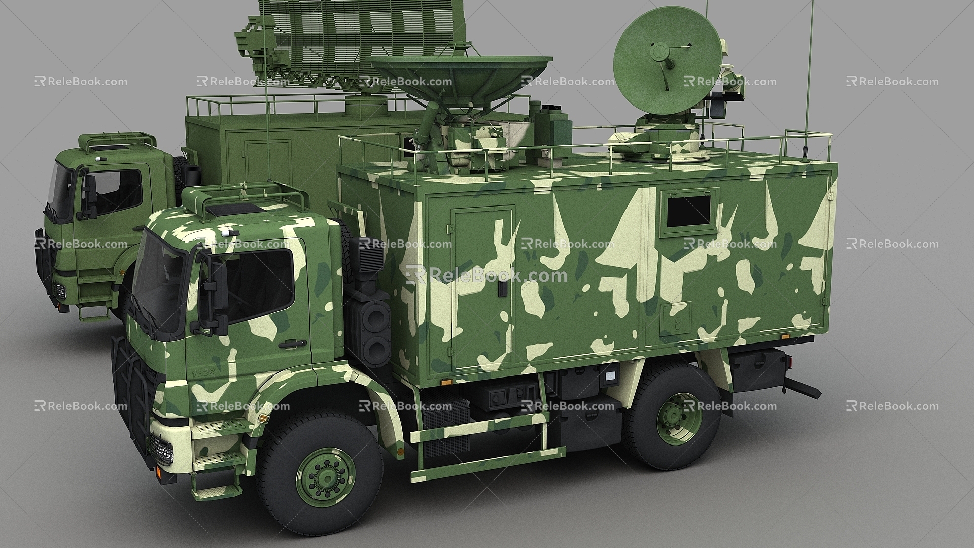 radar vehicle military command vehicle military communication vehicle logistics support vehicle illumination radar fire control radar military truck military supply vehicle military transport vehicle military shelter vehicle 3d model