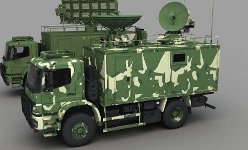 radar vehicle military command vehicle military communication vehicle logistics support vehicle illumination radar fire control radar military truck military supply vehicle military transport vehicle military shelter vehicle 3d model