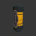 Modern Industrial Black And Yellow Cylinder Mechanical Component With Rustic Details