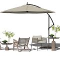 Modern Outdoor Table and Chair Outdoor Leisure Table and Chair Outdoor Chair Rattan Leisure Chair Sunshade 3d model