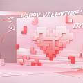 Pink Valentine's Day Decoration With Pixel Heart And Happy Valentine's Day Text