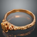 Fashionable Elegant Gold Ring With Textured Band And Shiny Gemstone Design