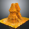 Orange Yellow Tower Shaped Rock Formation Natural Scenic Landscape With Ground