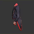 Classic Dark Blue Coat With Red Lining Gold Buttons And Decorative Cuffs
