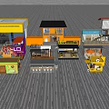 Colorful Container Commercial Street With Modern Shops Outdoor Seating And Green Trees