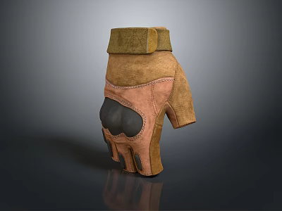 Brown And Beige Leather Gloves Featuring Black Protective Padding And Stylish Design 3d model