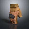 Brown And Beige Leather Gloves Featuring Black Protective Padding And Stylish Design 3d model