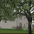 Single Family Villa Exterior With Traditional Black Roof White Walls Large Windows And Front Gate