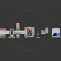 Modern Retail Scene Components With Display Kiosk Storage Cabinets And Signage