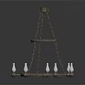 Vintage Metal Steering Wheel Shaped Chandelier With Hanging Chains And Decorative Balls