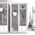 Decorative Wooden Cat Cabinet With Shelves Perches And Potted Plants