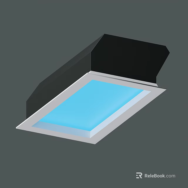 Modern Square Ceiling Light With Black Frame And Blue Illuminated Panel 3d model