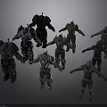 Multiple Sci Fi Armored Characters With Diverse Armor Styles And Poses